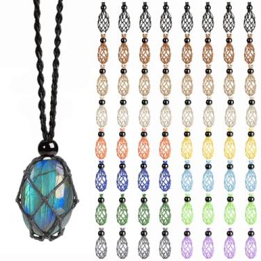 Imagem de FANASY 64 peças de colar de substituição de gaiola de cristal feito à mão, suporte de pedra vazio para joias faça você mesmo, comprimento ajustável, 30 inch, Nylon, sem pedras preciosas