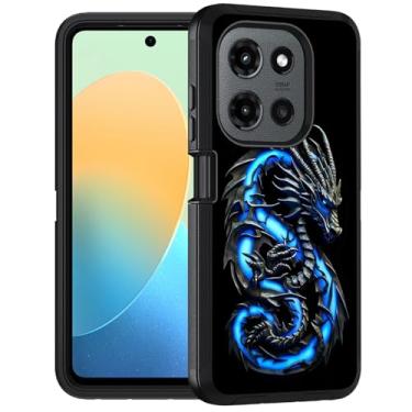 Imagem de FQTBCEARI Capa projetada para Moto G Stylus 5G 2025, capa protetora de corpo inteiro à prova de choque de grau militar para Motorola Moto G Stylus 5G 2025, dragão azul