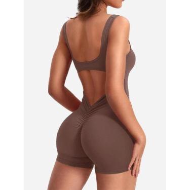 Imagem de Macacão De Yoga Sem Mangas Para Mulheres, Roupas De Fitness Para O Ver