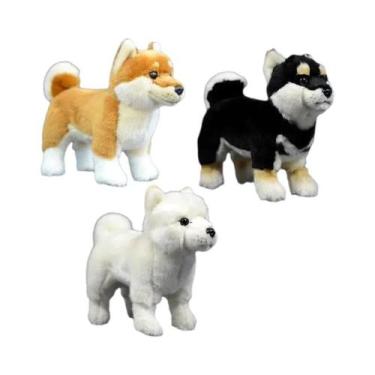 Imagem de Brinquedo De Pelúcia Realista De Shiba Inu Preto De 20Cm, Animal De Es