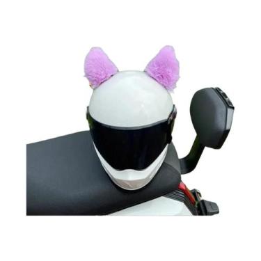 Imagem de Adesivos De Orelhas De Gato De Pelúcia Para Capacete De Motocicleta 2 