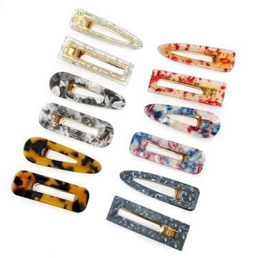 Imagem de Parcce Conjunto de 12 peças de grampos de cabelo de mármore acrílico de resina, presilhas decorativas de pérolas, grampos de cabelo decorativos fofos grampos de cabelo, acessórios de cabelo para