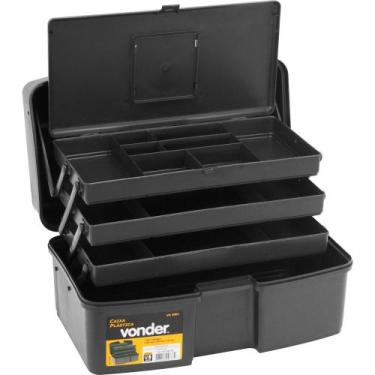 Imagem de Caixa Plástica Para Ferramentas Baú 370x220x200mm Com 3 Band - Vonder
