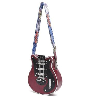 Imagem de Bolsa tiracolo masculina e feminina de couro sintético exclusiva para música, 1 clarete pequeno, Medium