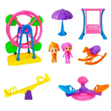 Imagem de Playset Divertido De Montar com gangorra Roda Gigante e Bonecos - OM U