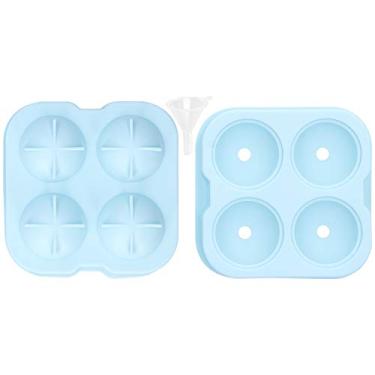 Imagem de Molde para fazer bolas de gelo Bandeja redonda de esfera de silicone com tampa Funil Ferramentas DIY feitas à mão para coquetéis de uísque Vinho Picolés de café gelado Pudim