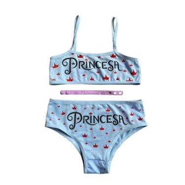 Imagem de Kit 5 Conjuntos Lingerie Infantil Menina Moça Calcinha e Top Nadador d