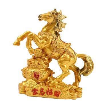 Imagem de IEUDNS Estátua de Cavalo Feng Shui, Mascote do Ano do Cavalo 2026, Escultura para Sala de Estar, Ouro