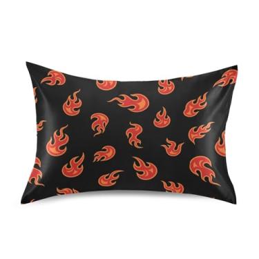 Imagem de Wassud Fronha de cetim Red Dancing Flames para cabelo e pele fronhas de seda lisa tamanho padrão capas de travesseiro respiráveis com fecho de envelope