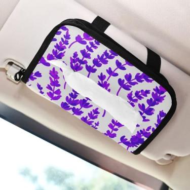 Imagem de SEHANY Porta-lenços de papel de carro lavanda roxa, caixa de lenços para carro, viseira solar, porta-guardanapos retangular, dispensador de máscara de carro, caixa de lenços de papel para automóvel