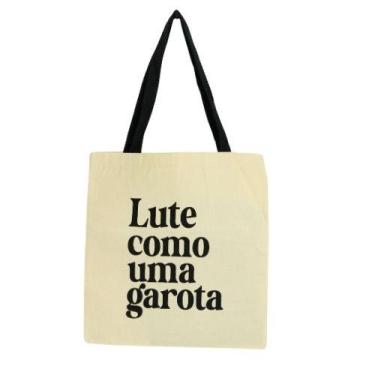 Imagem de Bolsa Ecobag 100% algodão Estampa LUTE COMO GAROTA (Alça black) - CARI