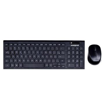 Imagem de Kit Teclado e Mouse Sem Fio MAXPRINT, Teclas slim, Mouse 1500DPI, Preto - 60000157-Unissex