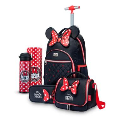Imagem de Kit Mochila Lancheira Estojo Garrafa Minnie Escolar Disney-Feminino
