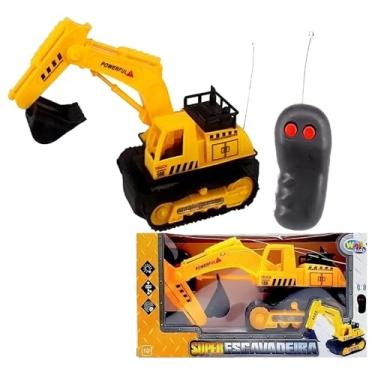 Imagem de Escavadeira Controle Remoto Infantil 2 Canais – Brinquedo Luz e Movimento, Escavadeira e Carregadeira, Super Construção – Presente Meninos e Meninas 3 4 5 6 7 anos (Retroescavadeira Controle Remoto)