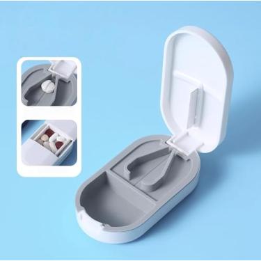 Imagem de Cortador de comprimidos portátil para comprimidos pequenos e grandes, cortador de comprimidos ajustável profissional com lâmina de aço inoxidável oculta, branco