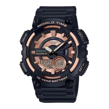 Imagem de Relógio de Pulso Casio Masculino Anadigi Preto Redondo Cronômetro Prov