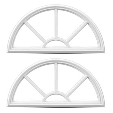 Imagem de Pushglossy 2 peças de inserção de porta de entrada 55,88 cm x 25,4 cm redondo metade superior exterior porta moldura janela inserções kit de substituição para reforma da casa (branco)