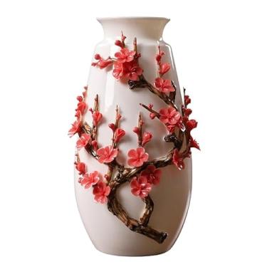 Imagem de URGDWEKJY Vaso de cerâmica para casa, sala de estar, ornamentos de arranjos de flores, prateleira antiga, decoração de porcelana, vasos de flores