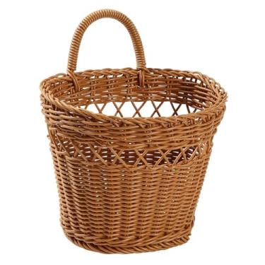 Imagem de WeiLaiKeQi Cesto de parede para flores, decoração de ambientes, porta-frutas e organizador de alimentos para de entrada, escritório, cozinha e banheiro, Marrom