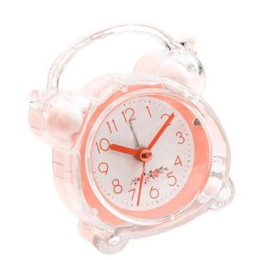 Imagem de Acouto Despertador Infantil de Desenho Animado, Design Silencioso de Campainha Dupla Com Números Grandes, Configuração Fácil para Mesa de Quarto Em Laranja (Rosa)