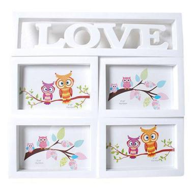 Imagem de Porta Retrato Para 4 Fotos 10X15 Square Branco Love Pf-1020