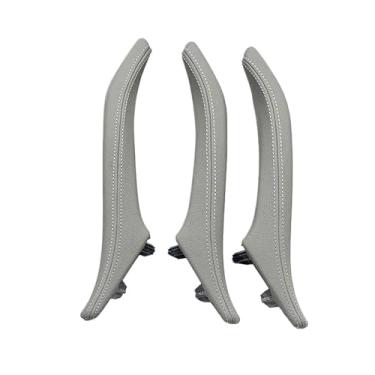 Imagem de 3 pçs esquerda direita maçaneta da porta conjunto conjunto de couro puxador da porta substituição guarnição compatível com bmw série 5 f10 f11 520 523 525 528(Gray LHD 3PCS)