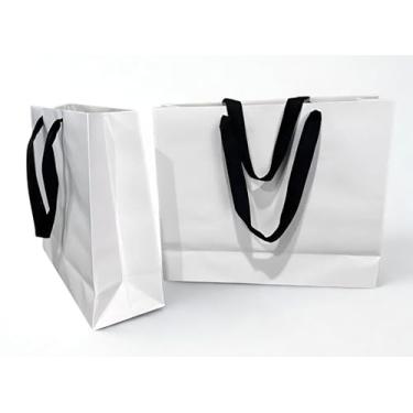 Imagem de Sacola de Papel 32x23x10cm, Branca com Alça Gorgorão, kit com 10 unidades