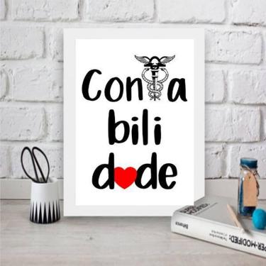 Imagem de Quadro Profissões - Contabilidade 24X18Cm Moldura Branca