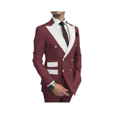 Imagem de Terno Masculino Slim Fit Branco Com Lapela Pontuda Para Casamento E Fe