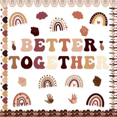 Imagem de Mooliwe Decorações de quadro de avisos do mês da história negra para recortes de sala de aula, conjuntos inspiradores afro-americanos, papel diversidade, celebração do crescimento do coração, boho