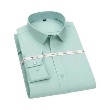 Imagem de Camisa Social Masculina Slim Fit Azul Marinho De Manga Longa Casual Pa