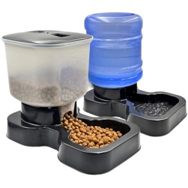 Imagem de Kit Comedouro e Bebedouro Automático Pet 10L + 8L | Alimentador para Cães e Gatos Médio e Grande Porte(PRETO - KITMENPLAST)