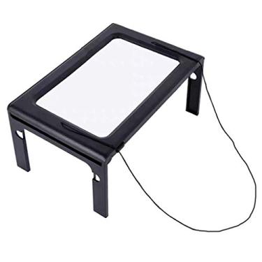 Imagem de Lupa de página de LED F Fityle grande ultra brilhante 2,5X com 6 LEDs – Lupa dobrável ótima para leitura de pequenas impressões, baixa visão, costura preta