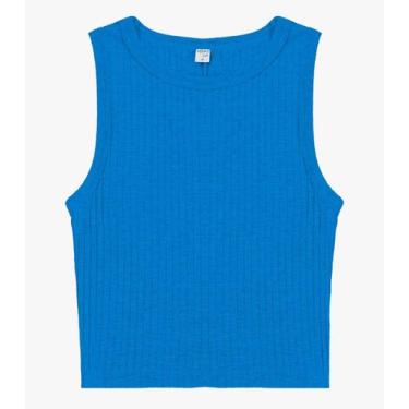 Imagem de Regata Feminina Adulto Canelada Intinita Cor Azul, M, Azul