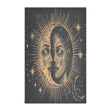 Imagem de xigua Conjunto de 1 panos de prato de cozinha de sol e lua, macios e altamente absorventes de secagem rápida para limpeza de pratos e limpeza à mão, 71 x 45 cm