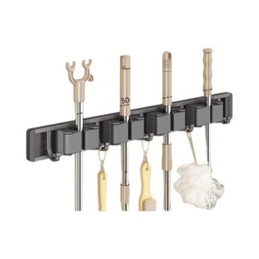 Imagem de Organizador De Parede Para Vassouras E Rodos Com 5 Ganchos, Suporte Fo