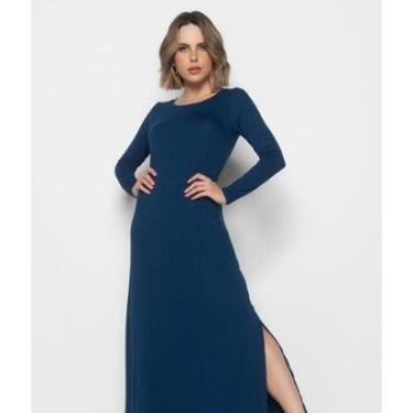 Imagem de Vestido Salvatore Fashion Longo Manga Longa Malha Feminino-Feminino