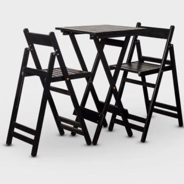 Imagem de Conjunto de Mesa Bistrô e 2 Cadeiras em Madeira Maciça - Marcenaria Re