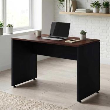 Imagem de Mesa Escrivaninha Retangular 120cm x 60cm Escritório Pé Painel com Pas