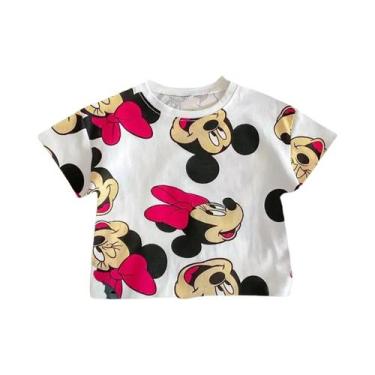 Imagem de Camisetas Infantis Com Estampa Rosa Do Mickey Mouse, 2 Peças, Tops Inf