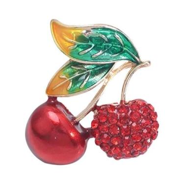 Imagem de Broches De Cereja Com Strass Unissex Para Mulheres, Pins De Frutas Em 
