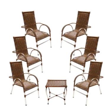 Imagem de Kit 6 Cadeiras E Mesa Vênus Churrasco Trama Argila