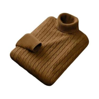 Imagem de Suéter Masculino De Gola Alta Tricotado Quente Casual De Lã Pulôver De