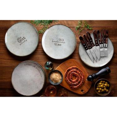 Imagem de Kit Prato Raso Tramontina Churrasco Rustic Em Porcelana 28 Cm 06 Peças