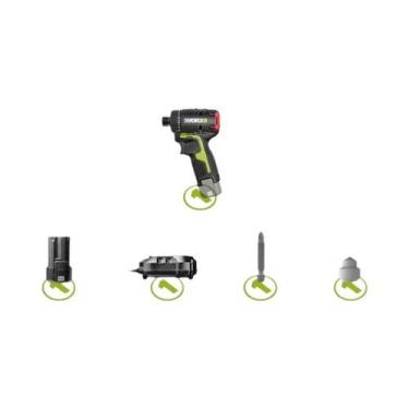 Imagem de Parafusadeira Sem Fio 12V 40Nm Worx WU129 Com Motor Sem Escovas, Veloc