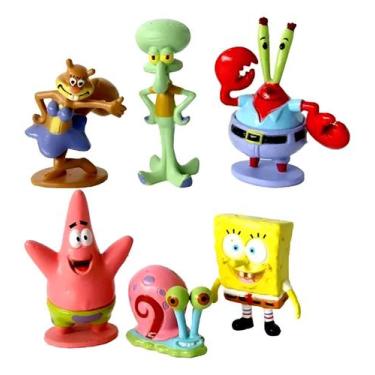Imagem de Kit 6 Bonecos Da Turma Do Bob Esponja Personagens Colecão
