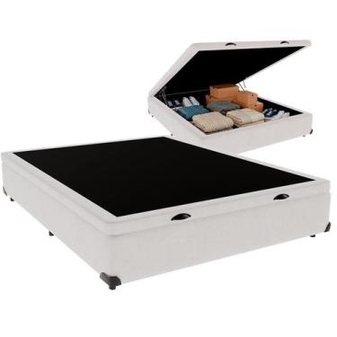 Imagem de Cama Box Baú Casal Branco Outlet dos Sonhos 48x138x188