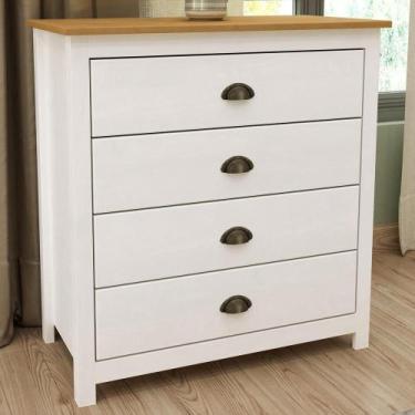 Imagem de Cômoda Para Quarto Closet 4 Gavetas Madeira Maciça Mazzaro F06 Branco 