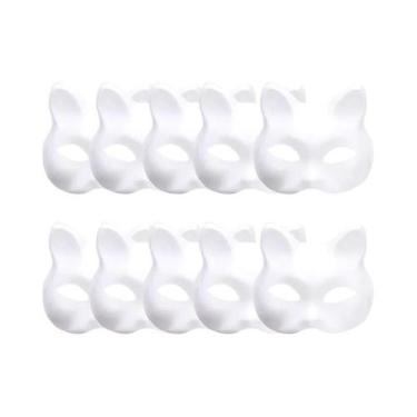 Imagem de Máscaras De Gato Branco De Meio Rosto DIY Em Branco Para Halloween, Ba