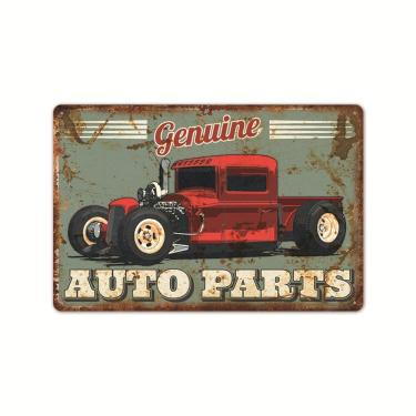 Imagem de Decoração de parede de estanho metálico, pintura em ferro, peças automotivas genuínas, 8 x 12 polegadas